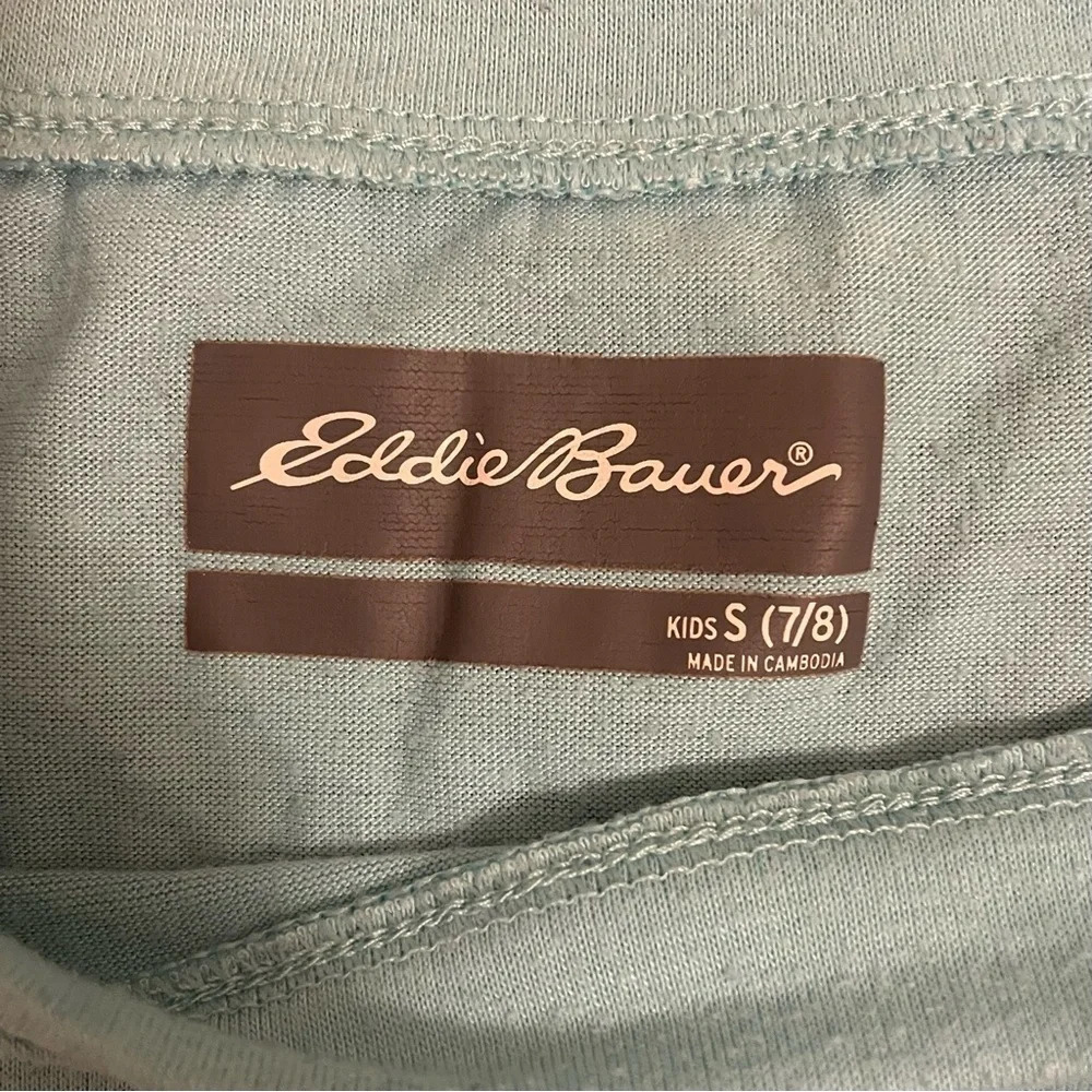 4/$25 Eddie Bauer 2 Piece Pajama Set Girls Small 7/8 Blue White Clouds - Picture 7 of 14